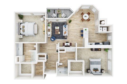 Floor plan for 2 beds, 2 baths, 1213 sqft
